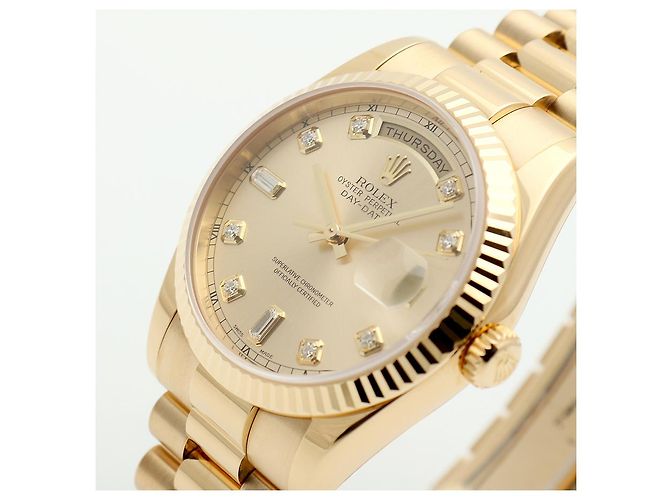 Rolex Orologio Day-Date in oro da uomo con diamanti originali e nuova fibbia D'oro - vista 12