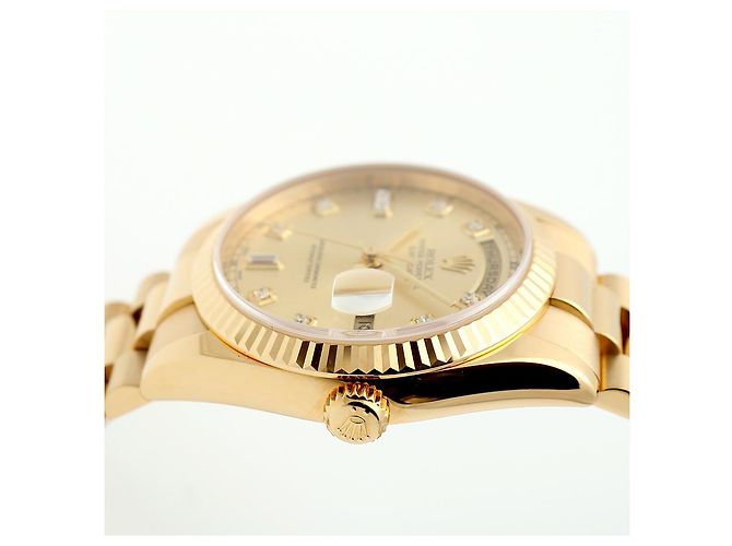 Rolex Orologio Day-Date in oro da uomo con diamanti originali e nuova fibbia D'oro - vista 14