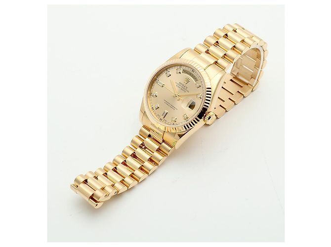 Rolex Orologio Day-Date in oro da uomo con diamanti originali e nuova fibbia D'oro - vista 16
