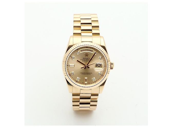 Rolex Orologio Day-Date in oro da uomo con diamanti originali e nuova fibbia D'oro - vista 18