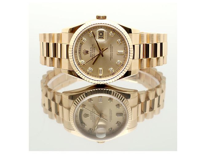 Rolex Orologio Day-Date in oro da uomo con diamanti originali e nuova fibbia D'oro - vista 21