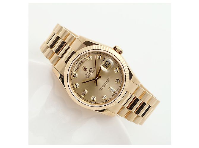 Rolex Orologio Day-Date in oro da uomo con diamanti originali e nuova fibbia D'oro - vista 24