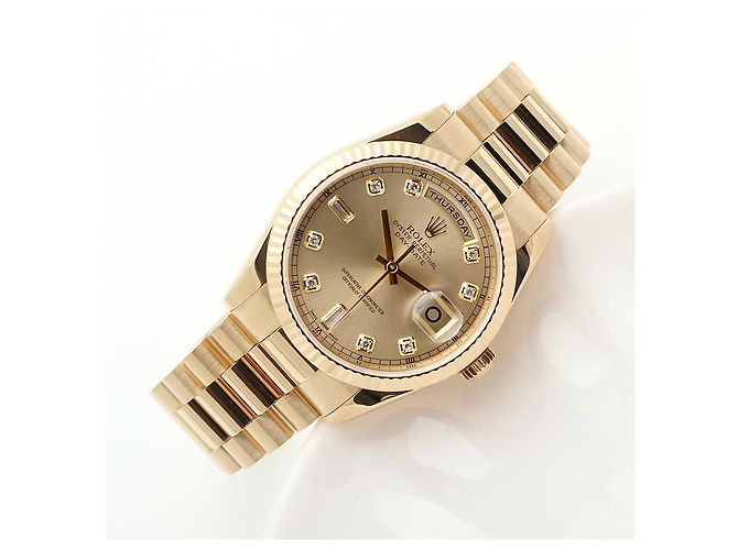 Rolex Orologio Day-Date in oro da uomo con diamanti originali e nuova fibbia D'oro - vista 25