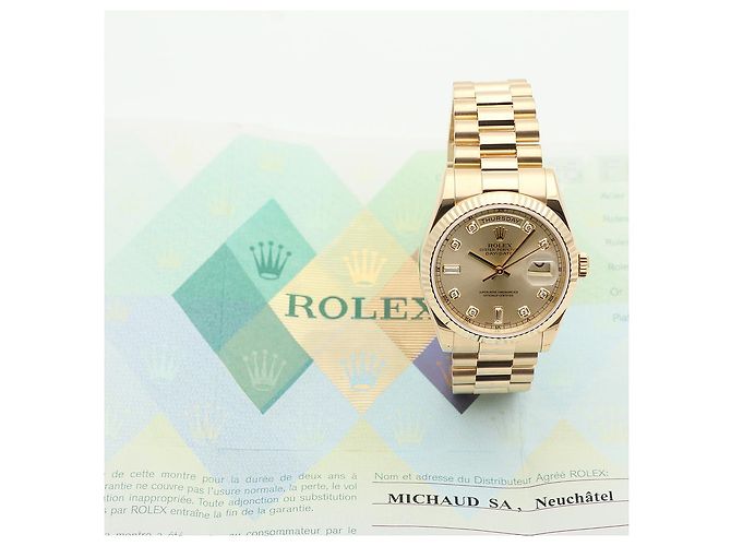 Rolex Orologio Day-Date in oro da uomo con diamanti originali e nuova fibbia D'oro - vista 4
