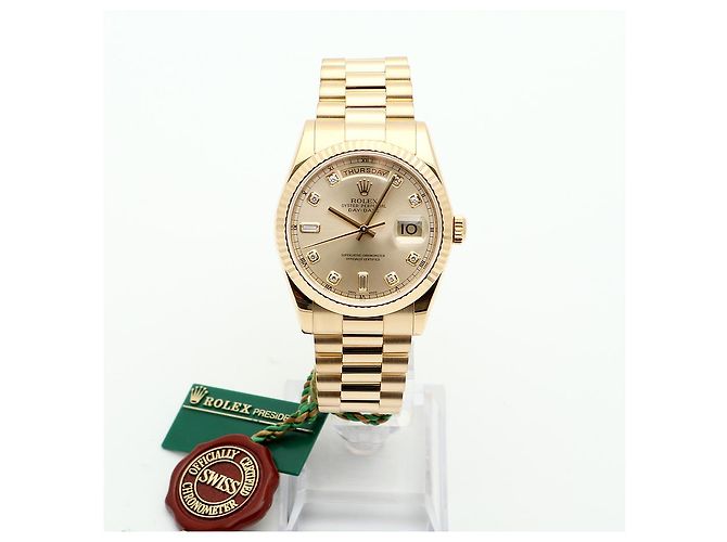 Rolex Orologio Day-Date in oro da uomo con diamanti originali e nuova fibbia D'oro - vista 5