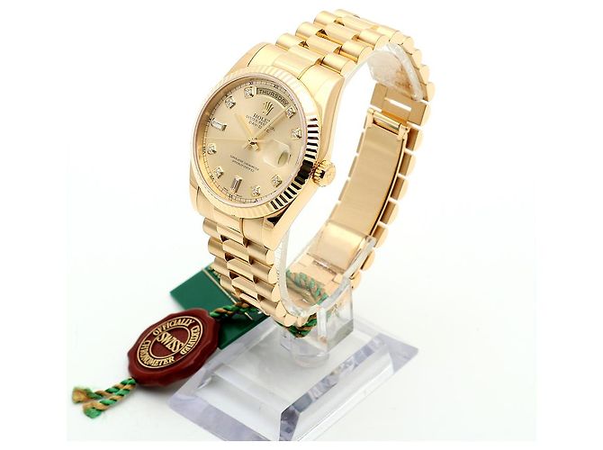 Rolex Orologio Day-Date in oro da uomo con diamanti originali e nuova fibbia D'oro - vista 6