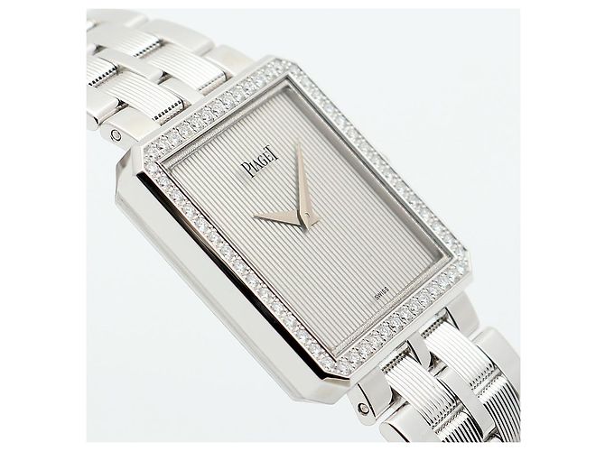 Piaget Relógio Vintage Feminino de Ouro Protocol Large White Gold Simple Lined Diamond Manual Branco - vista 11