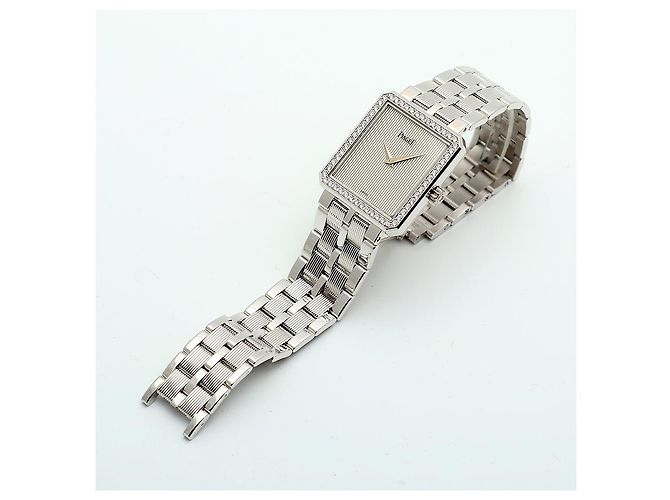 Piaget Relógio Vintage Feminino de Ouro Protocol Large White Gold Simple Lined Diamond Manual Branco - vista 14
