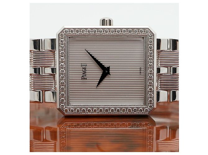 Piaget Relógio Vintage Feminino de Ouro Protocol Large White Gold Simple Lined Diamond Manual Branco - vista 24
