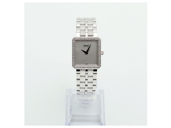 Piaget Relógio Vintage Feminino de Ouro Protocol Large White Gold Simple Lined Diamond Manual Branco - vista 3