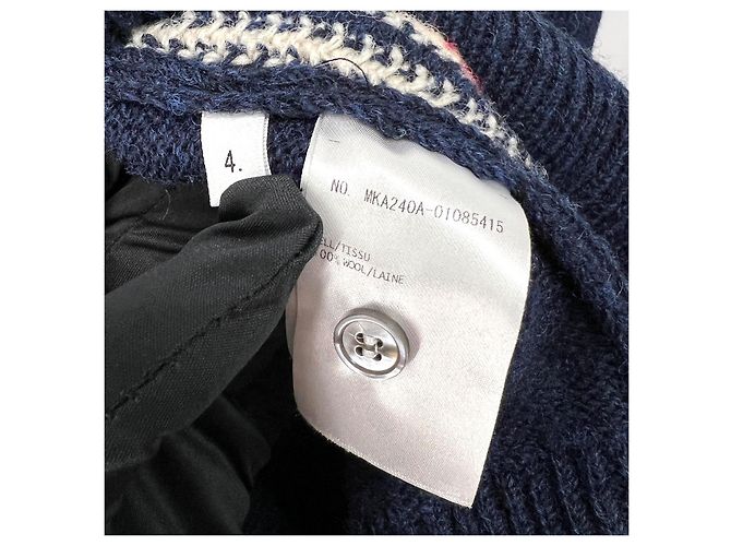 Thom Browne Shetland Crewneck Strickpullover mit drei Streifen Navy - Ansicht 5