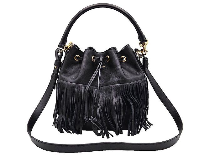 Saint Laurent Bucket in pelle nera Nero - vista 2