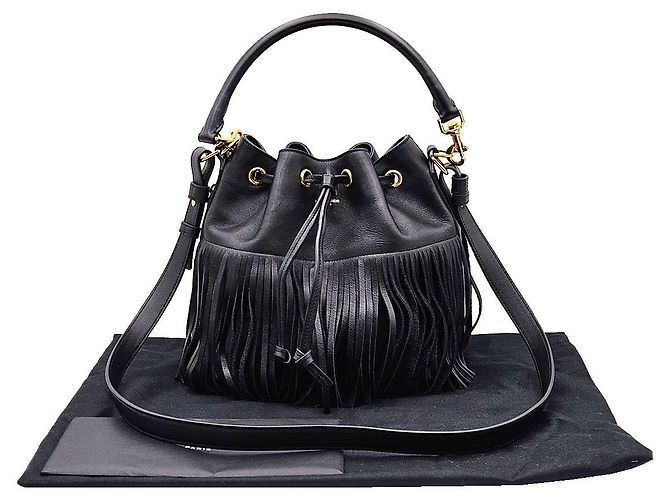 Saint Laurent Bucket in pelle nera Nero - vista 3