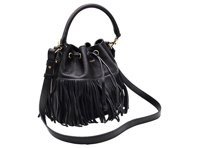 Saint Laurent Bucket in pelle nera Nero - vista 4