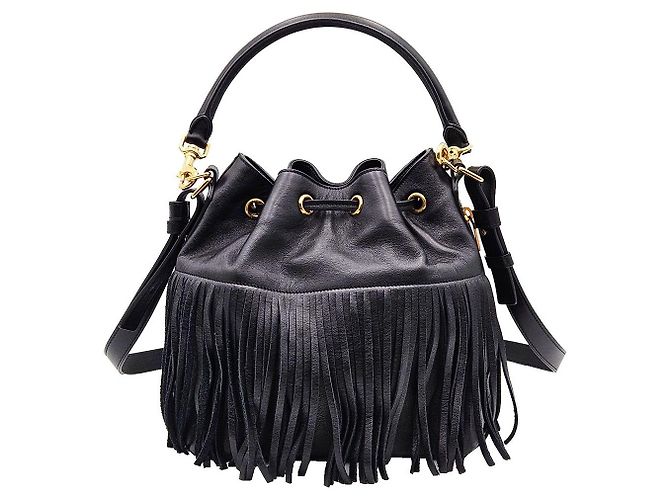 Saint Laurent Bucket in pelle nera Nero - vista 5