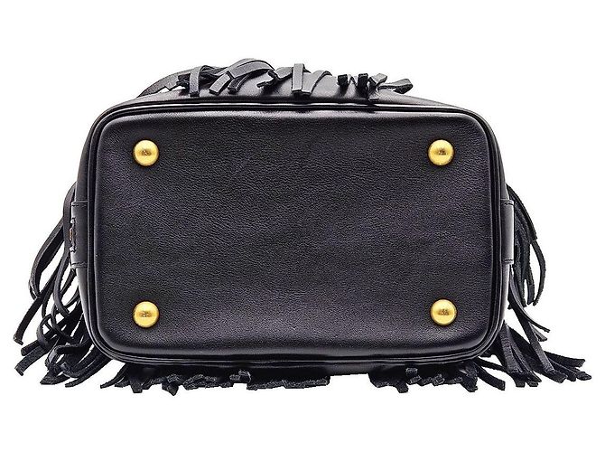 Saint Laurent Bucket in pelle nera Nero - vista 7