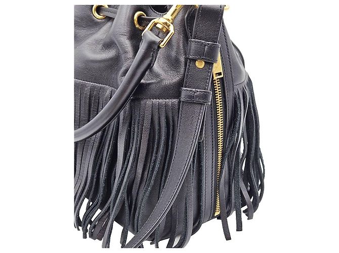Saint Laurent Bucket in pelle nera Nero - vista 8
