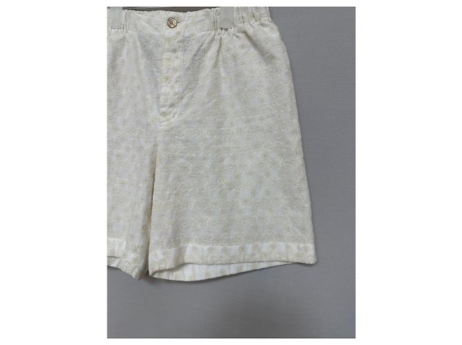 Gucci Short de algodón con bordado de flores GG Plata - vista 3