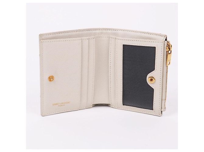 Saint Laurent Portafoglio bianco da donna YSL con finiture dorate - vista 10