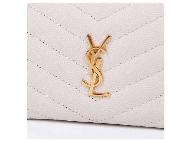 Saint Laurent Portafoglio bianco da donna YSL con finiture dorate - vista 2