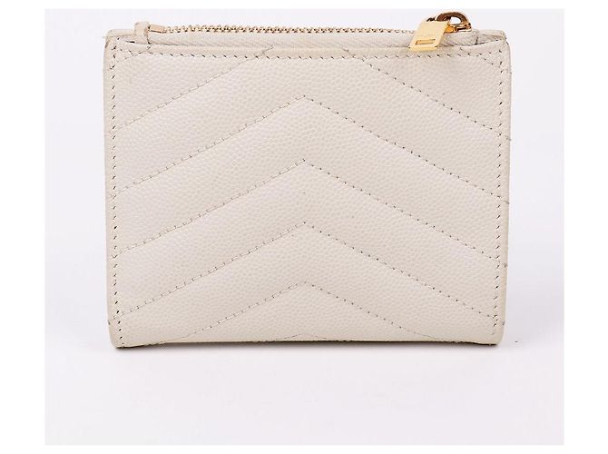 Saint Laurent Portafoglio bianco da donna YSL con finiture dorate - vista 4