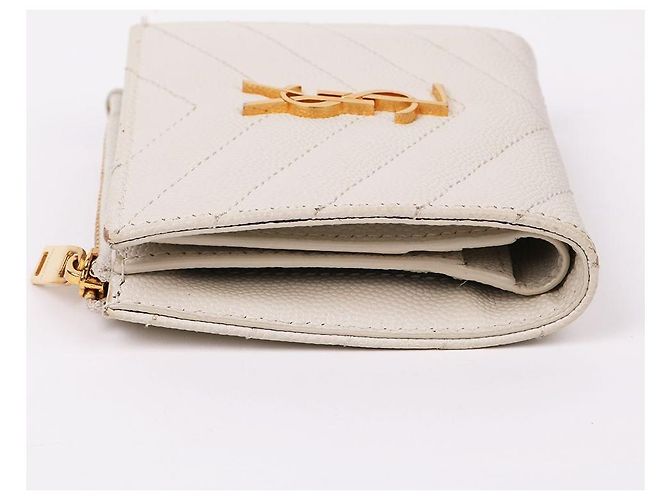 Saint Laurent Portafoglio bianco da donna YSL con finiture dorate - vista 5
