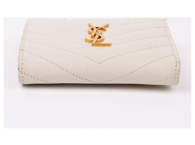Saint Laurent Portafoglio bianco da donna YSL con finiture dorate - vista 6