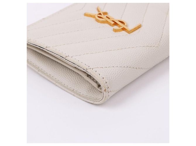 Saint Laurent Portafoglio bianco da donna YSL con finiture dorate - vista 7