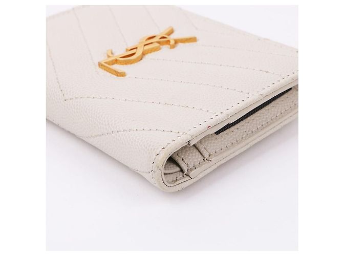 Saint Laurent Portafoglio bianco da donna YSL con finiture dorate - vista 8