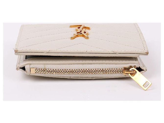 Saint Laurent Portafoglio bianco da donna YSL con finiture dorate - vista 9