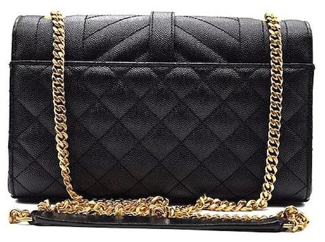 Saint Laurent Borsa a tracolla con catena Monogram Envelope Small Nero - vista 3