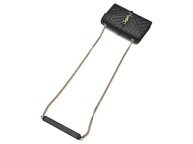 Saint Laurent Borsa a tracolla con catena Monogram Envelope Small Nero - vista 4
