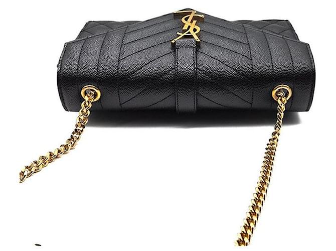 Saint Laurent Borsa a tracolla con catena Monogram Envelope Small Nero - vista 6