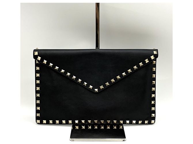 Valentino Clutch Rockstud Envelope Flap Black Nero - vista 3