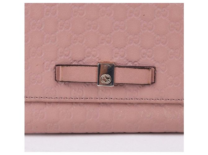 Gucci Sima Lederlanger Geldbeutel mit rosa Schleife Pink - Ansicht 2