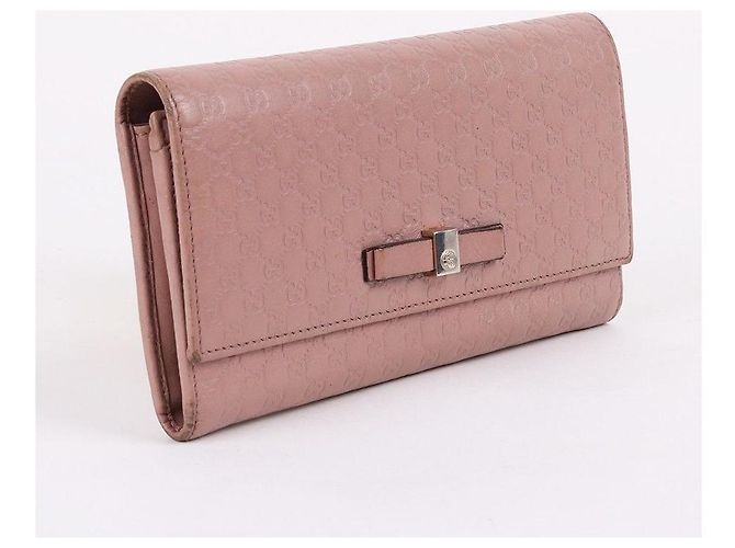 Gucci Sima Lederlanger Geldbeutel mit rosa Schleife Pink - Ansicht 3