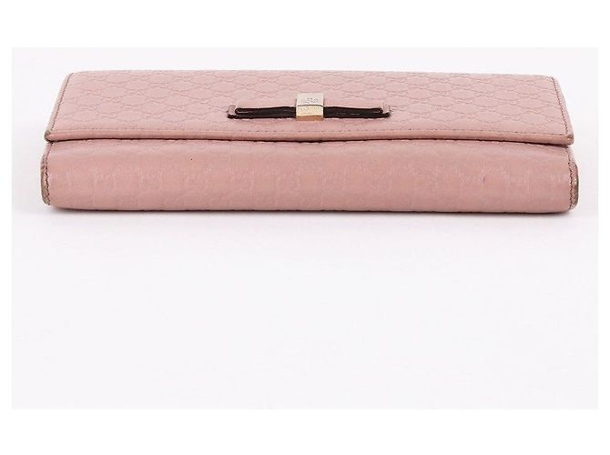 Gucci Sima Lederlanger Geldbeutel mit rosa Schleife Pink - Ansicht 5