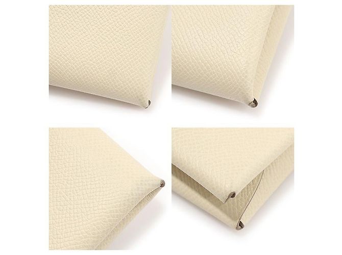 Hermès Tarjetero compacto Calvi Duo en piel de becerro Epsom plata Blanco - vista 6