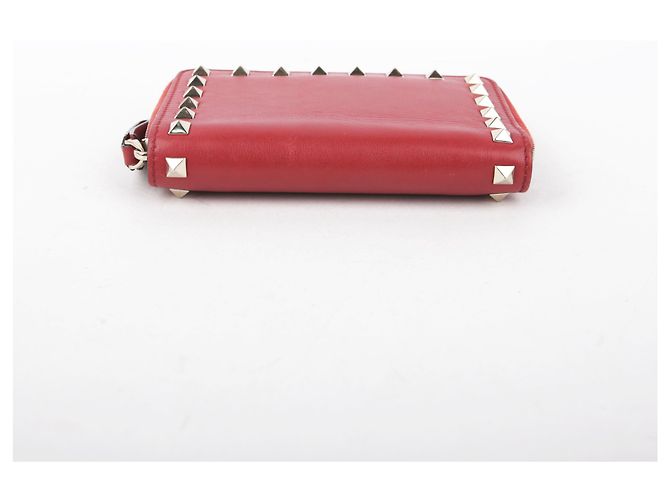 Valentino Red Leather Rockstud Zip Wallet - view 10