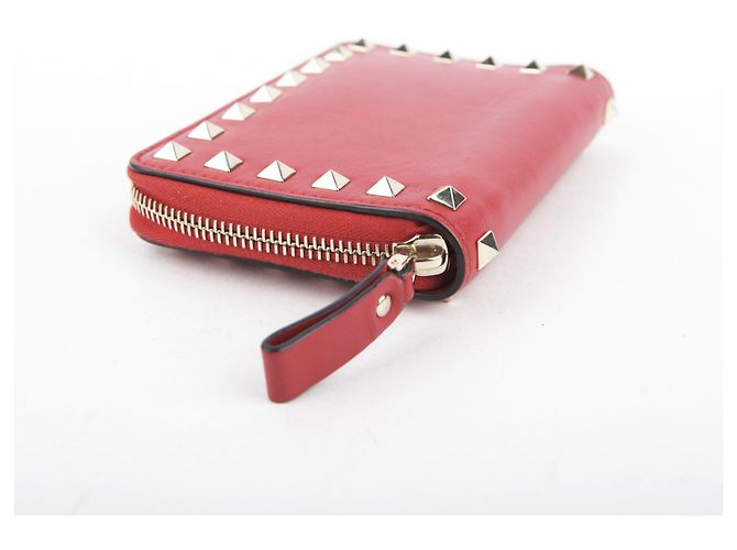 Valentino Red Leather Rockstud Zip Wallet - view 11
