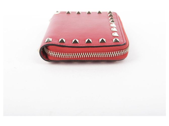 Valentino Red Leather Rockstud Zip Wallet - view 9