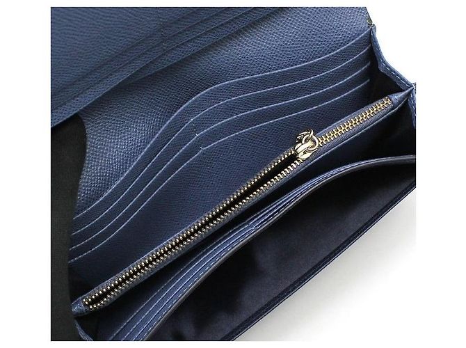 Tod's Portafoglio lungo con patta in pelle blu navy e argento - vista 5