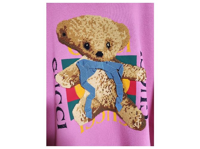 Gucci Rosa Sweatshirt mit Teddybär-Stickerei XS Pink - Ansicht 3