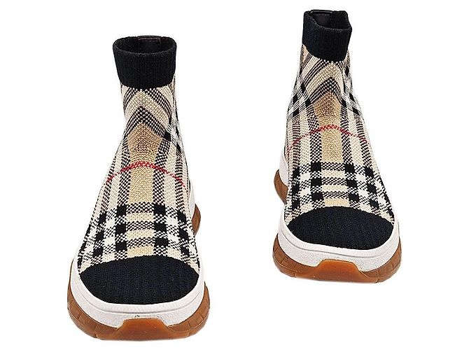Burberry Sneaker in denim a quadri per bambini Multicolore - vista 2
