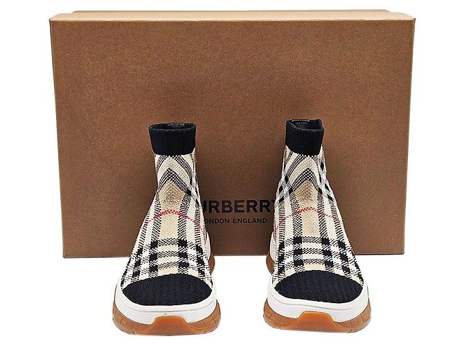 Burberry Sneaker in denim a quadri per bambini Multicolore - vista 3