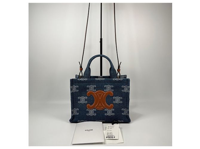 Céline Small Cabas Triomphe Denim Tote Bag - vista 2