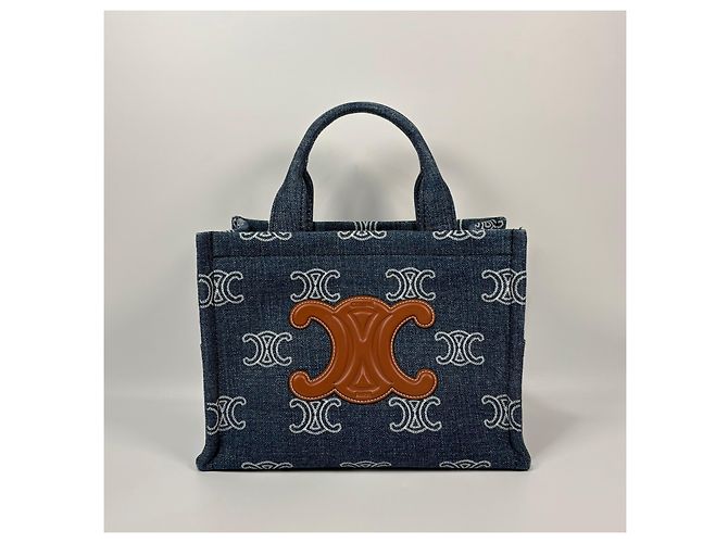 Céline Small Cabas Triomphe Denim Tote Bag - vista 3