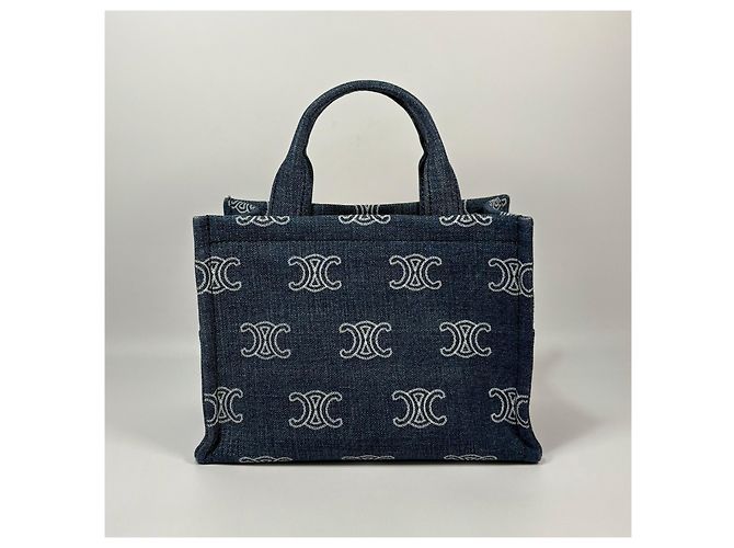 Céline Small Cabas Triomphe Denim Tote Bag - vista 4
