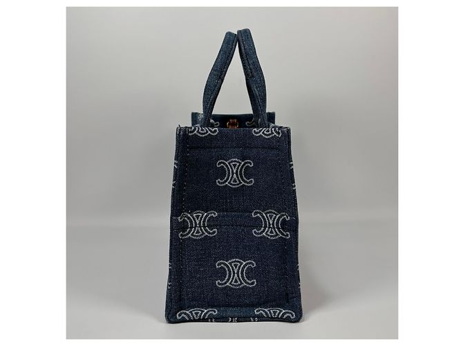 Céline Small Cabas Triomphe Denim Tote Bag - vista 5
