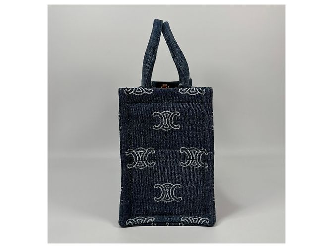 Céline Small Cabas Triomphe Denim Tote Bag - vista 6